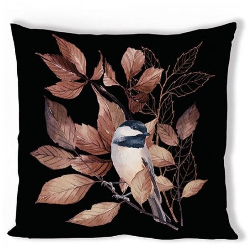 Lovely chickadee black párnahuzat 40x40cm, 100% pamut