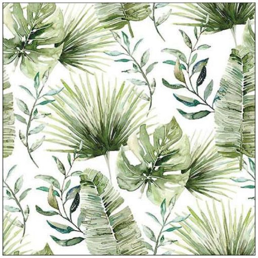 Jungle Leaves white papírszalvéta 33x33cm, 20db-os