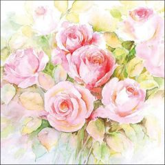 Watercolour roses papírszalvéta 33x33cm, 20db-os