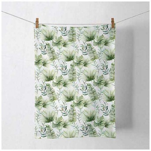 Jungle Leaves white konyharuha 50x70cm, 100% pamut