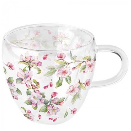 Spring blossom white duplafalú borosilicate üvegcsésze 0,25l