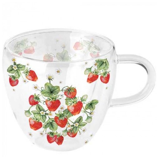 Bunch of strawberries duplafalú borosilicate üvegcsésze 0,25l