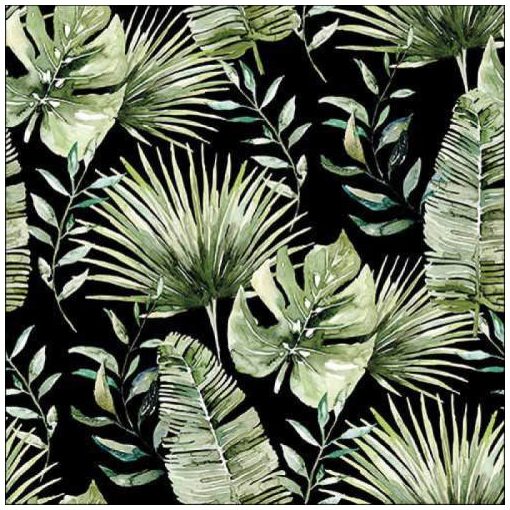 Jungle Leaves black papírszalvéta 33x33cm, 20db-os