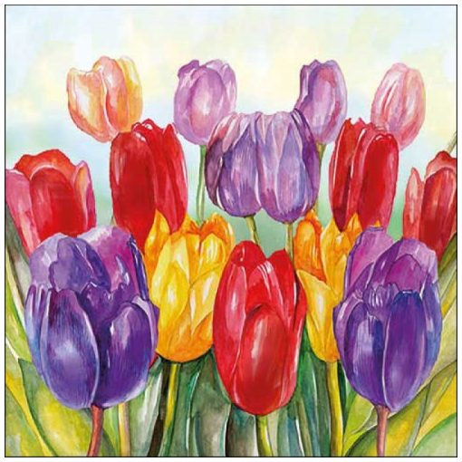 Colourful tulips papírszalvéta 33x33cm, 20db-os