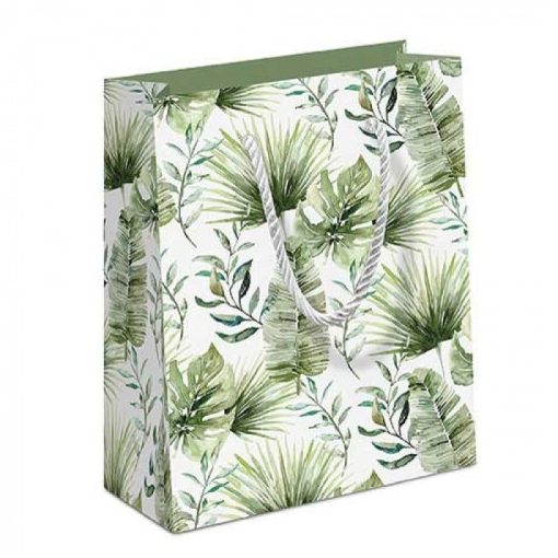Jungle Leaves white papír ajándéktáska 22x9x23cm