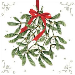 Mistletoe with bow white papírszalvéta 33x33cm, 20db-os