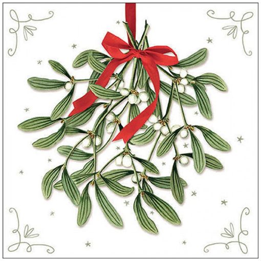 Mistletoe with bow white papírszalvéta 33x33cm, 20db-os