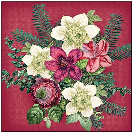 Azalea and helleborus red papírszalvéta 33x33cm, 20db-os