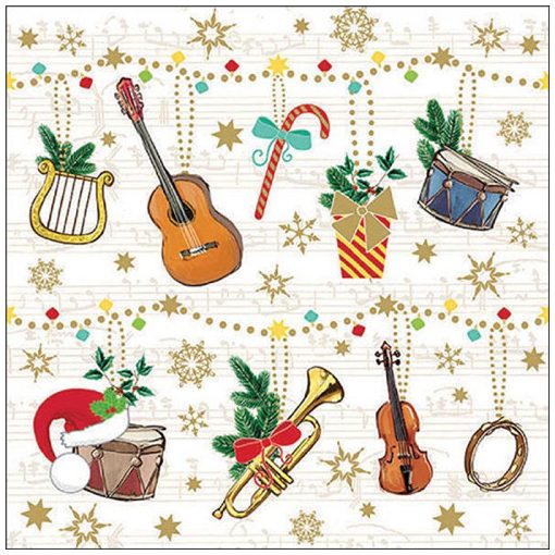 Christmas instruments papírszalvéta 33x33cm, 20db-os