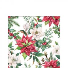 Christmas florals papírszalvéta 25x25cm, 20db-os