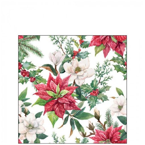 Christmas florals papírszalvéta 25x25cm, 20db-os