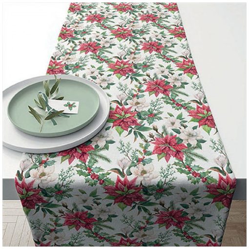 Christmas florals asztali futó 40x150cm, 100% pamut