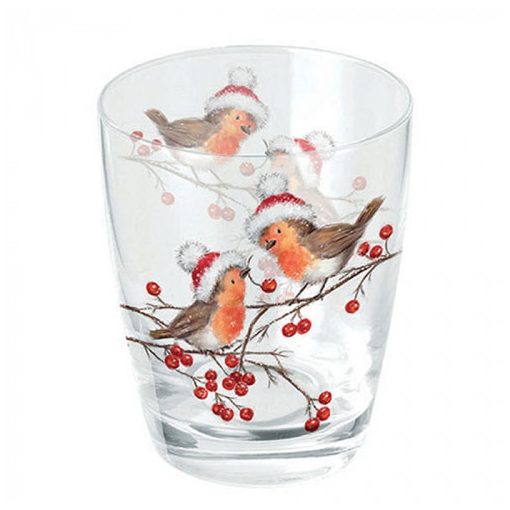 Christmas robins white üvegpohár 0,25l