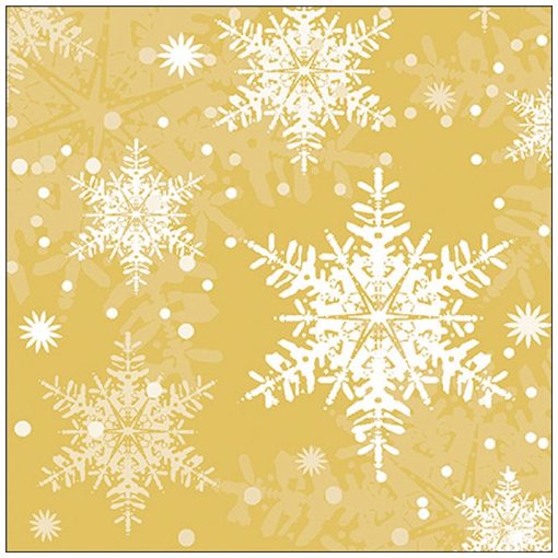 Snowflakes gold papírszalvéta 33x33cm, 20db-os