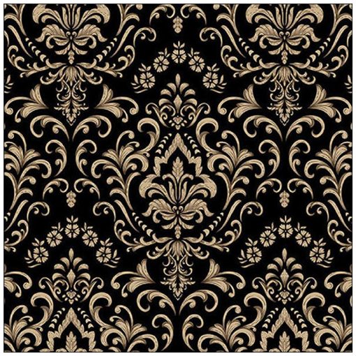 Baroque ornament black papírszalvéta 33x33cm, 20db-os