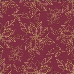 Poinsettia outline bordeaux papírszalvéta 33x33cm, 20db-os