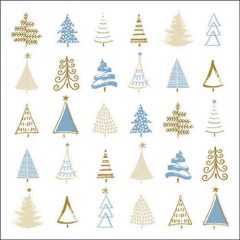 Christmas tree doodles blue papírszalvéta 33x33cm, 20db-os