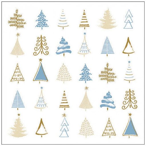 Christmas tree doodles blue papírszalvéta 33x33cm, 20db-os