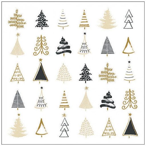 Christmas tree doodles black papírszalvéta 33x33cm, 20db-os