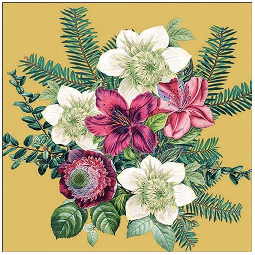 Azalea and helleborus gold papírszalvéta 33x33cm, 20db-os