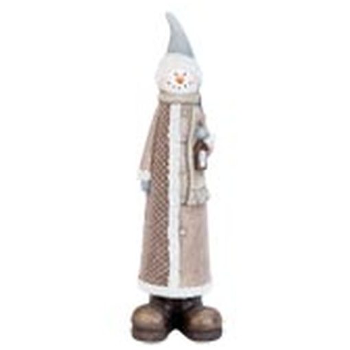 Kerámia karácsonyi dekorfigura, álló hóember kabátban, 14x11x54cm