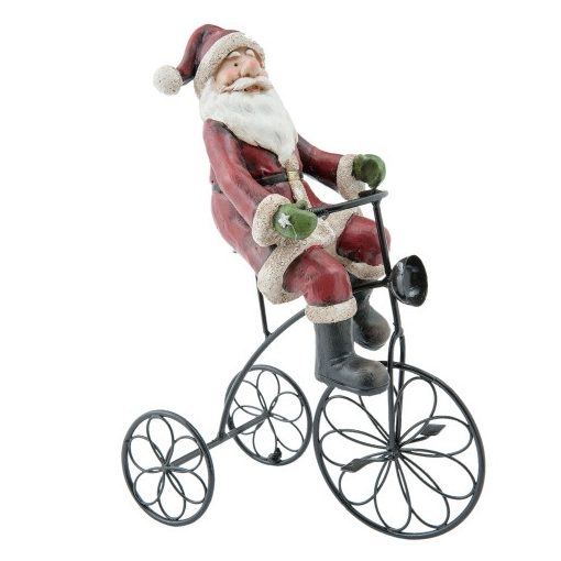 Bicikliző mikulás karácsonyi dekorfigura 21x8x21cm