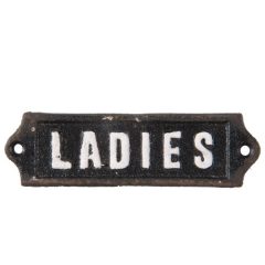   Öntöttvas ajtótábla "Ladies" felirattal, 12x1x3cm