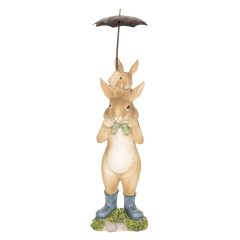   Nyuszi esernyős kisnyuszival húsvéti dekorfigura, 8x7x25cm
