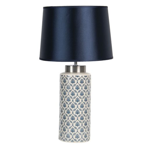 Kerámia asztali lámpa kék-fehér, textil búrával 28x51cm
