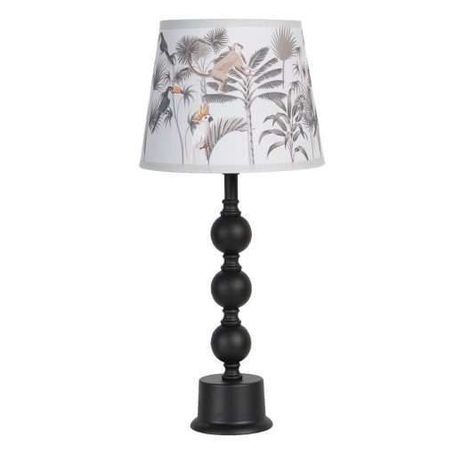 Asztali lámpa tropical búrával műanyag/textil/fém 22x49cm