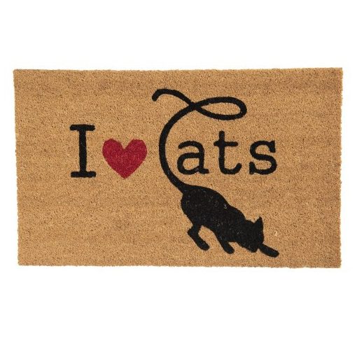 Lábtörlő 75x45cm,kókusz-PVC, I Love Cats