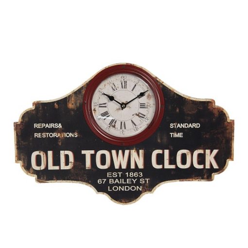 Falióra 50x3x33cm, fa, üveg előlappal, Old Town Clock
