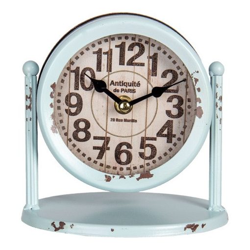 Asztali fém óra világos türkiz, 15x15x11cm