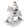 Mikulás hintalovon szürke fehér, 13x6x17cm, karácsonyi dekorfigura