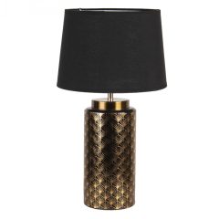 Asztali lámpa arany-fekete, textilbevonatú búrával