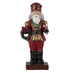   Diótörő koszorúval karácsonyi dekorfigura, piros, 9x6x21cm