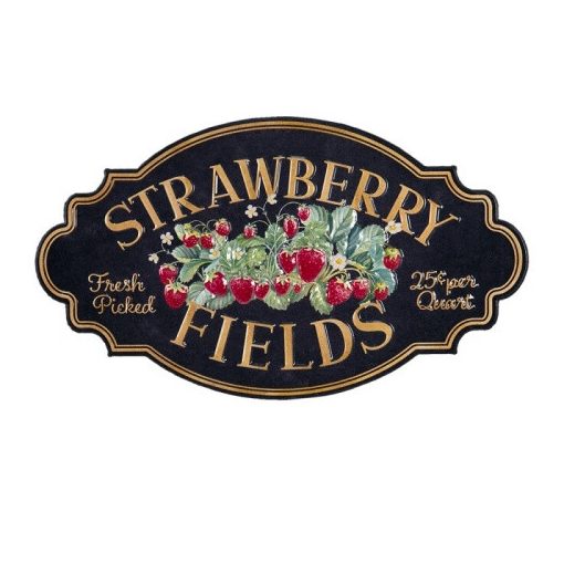 Fém falikép epres 57x2x33cm "Strawberry Fields"