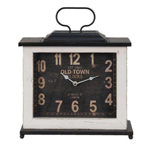 Asztali óra "Old Town Clocks", fa-fém, 36x10x32cm