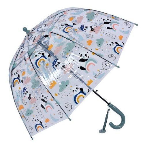 Gyermek esernyő 63x50cm,átlátszó,pandás