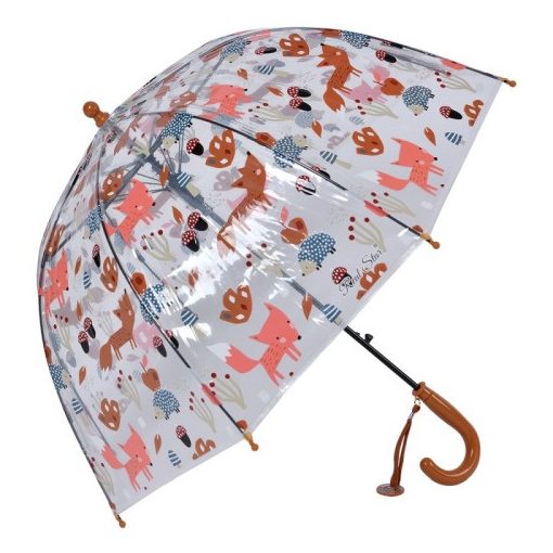Gyermek esernyő 63x50cm,átlátszó,rókás-sünis