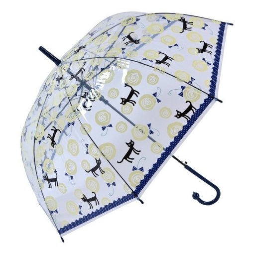 Esernyő 86x60cm,átlátszó-kék,fekete macskás