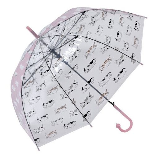 Esernyő 86x60cm,átlátszó-pink,macskás