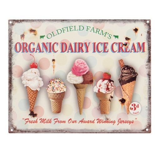 Fém falikép fagylaltos 25x1x20cm,Organic Dairy Ice Cream