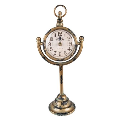 Asztali álló óra antikolt arany fémkeretben 17x11x38cm