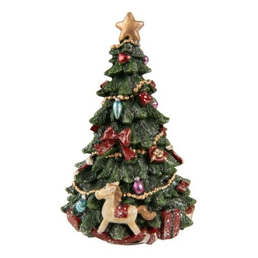 Karácsonyfa zenedoboz 12x19cm, karácsonyi dekorfigura