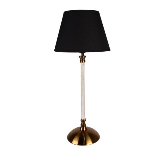 Fehér arany fém asztali lámpa, fekete textil-műanyag lámpaernyővel, 22x53cm