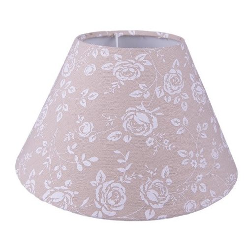Lámpaernyő beige-fehér rózsás textilbevonatú,műanyag belsővel,23x15cm