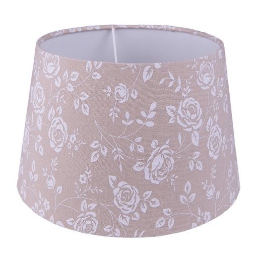 Lámpaernyő beige-fehér rózsás textilbevonatú,műanyag belsővel, 26x16cm