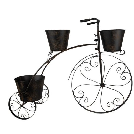 Fém, bicikli alakú virágtartó állvány 3 részes 79x27x60cm,fekete