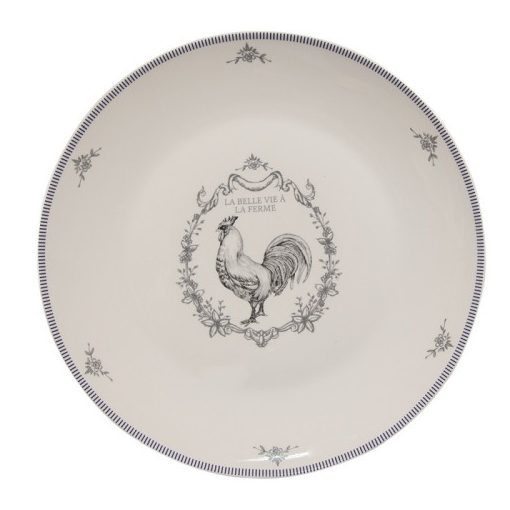 Porcelántányér 26x2cm, French Rooster